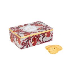 Biscuits sablés nature au pur beurre frais, aux pépites de caramel et aux pépites de framboise - boîte métal Rêverie Fleurie 300g