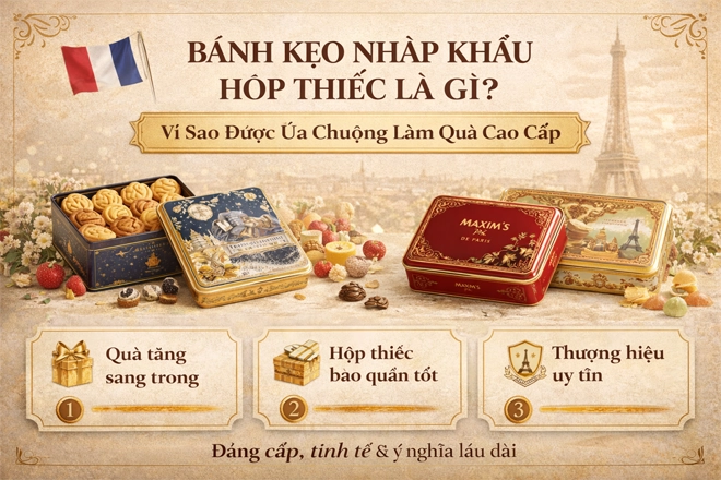 Bánh kẹo nhập khẩu hộp thiếc